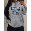 Lightning Butterfly Art Character Print Women Hoodies Hip Hop Pocket Hoody Sportswears Fleece Soft Clothes