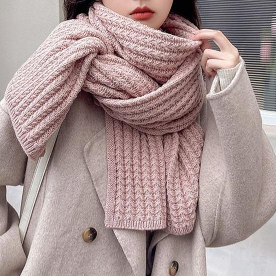 Women Scarf Thickened Warm Solid Color Scarf Autumn Winter Versatile Comfortable Knitting Long Scarf Fashion Accessory