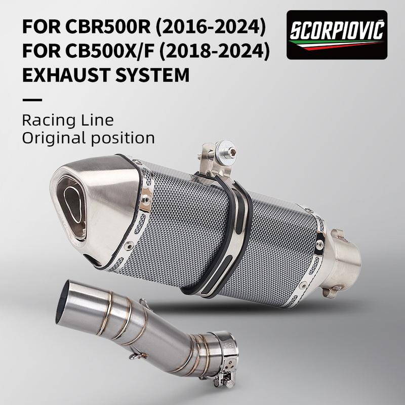 Per CB400 CBR400 CB500F CB500X CBR500 CBR500R 2016 - 2022 Scarico Moto Escape Moto tubo di collegamento intermedio Silenziatore 51mm