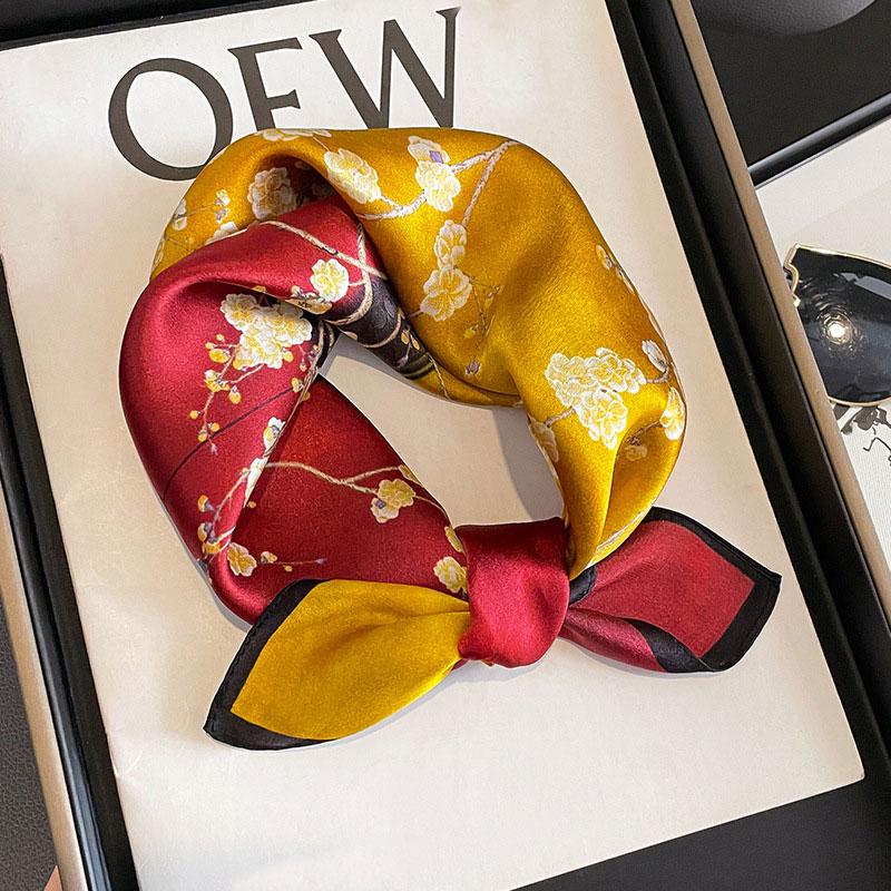 Fashion 100% Pure Silk Headscarf Square Satin Scarf For Women Shawl Foulard Hijab Neckerchief Hair Wrap Bandana Summer Echarpe