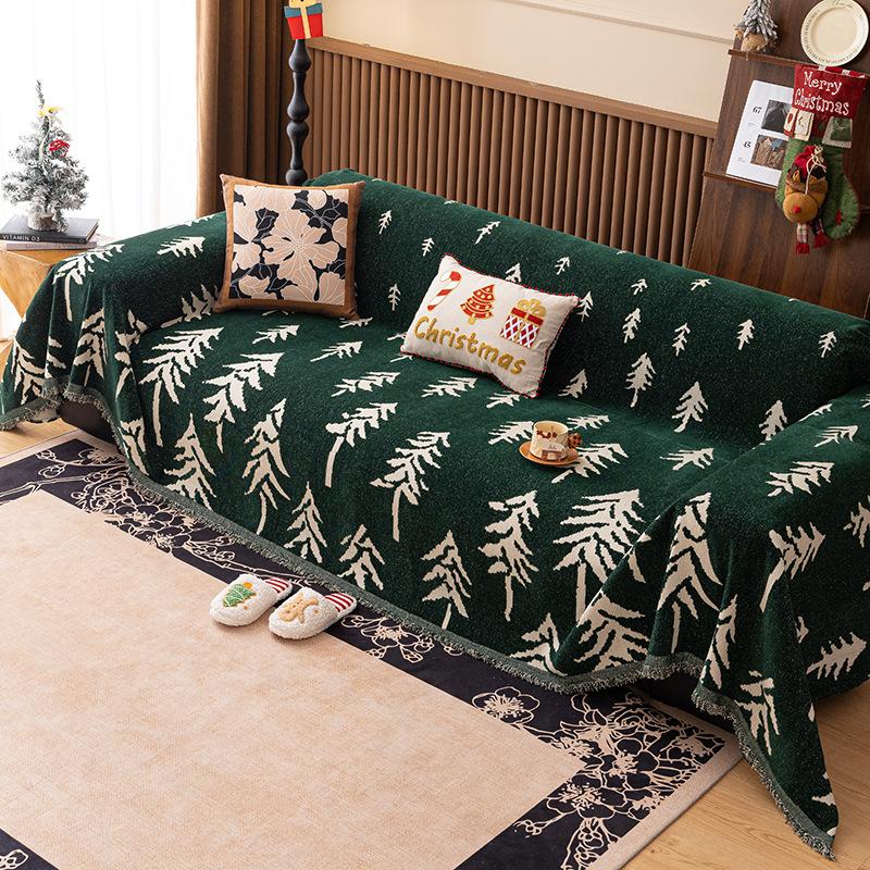 Christmas Festival Decoration Chenille Sofa Cover,All Seasons Blanket Sofa Towel,Living Room Sofa Cover,Anti-cat Scratch Cover