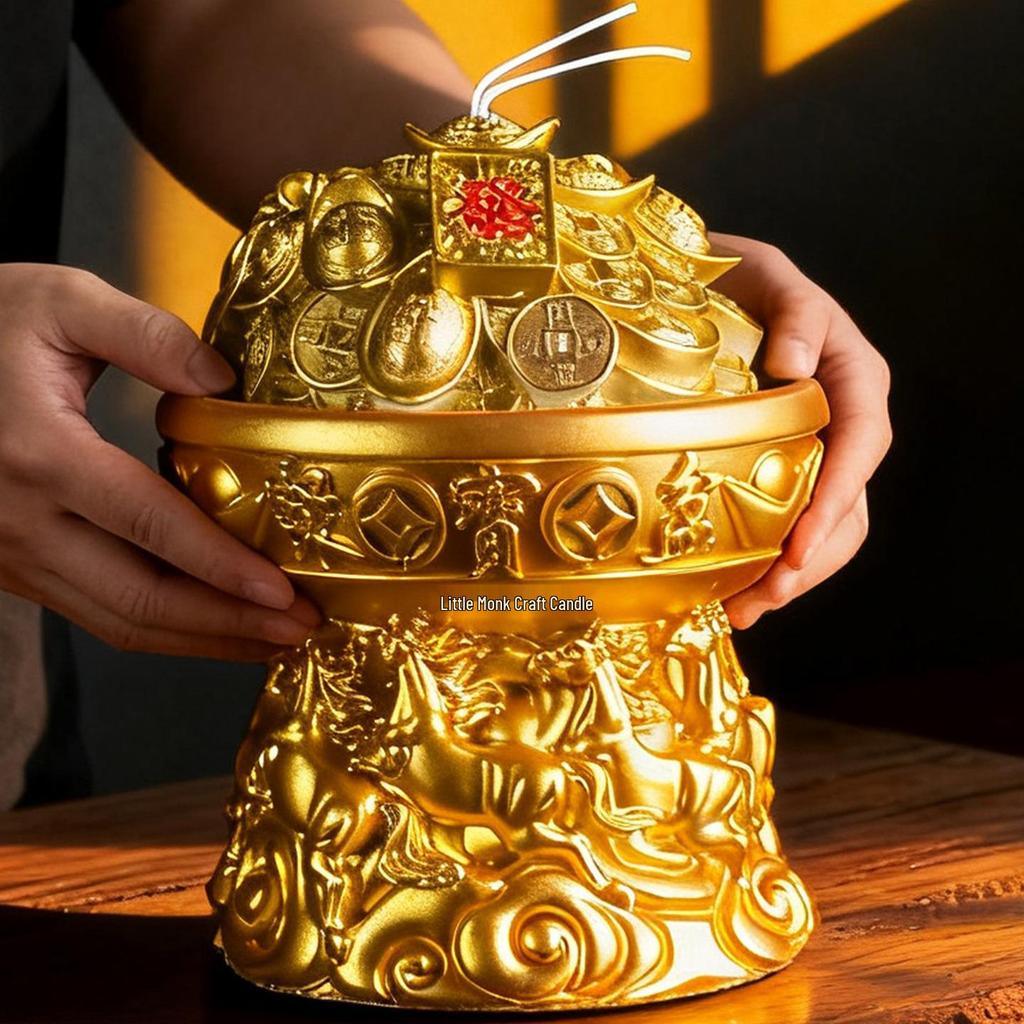 Treasure Bowl Wealth-Attracting Candle for Home and Temple