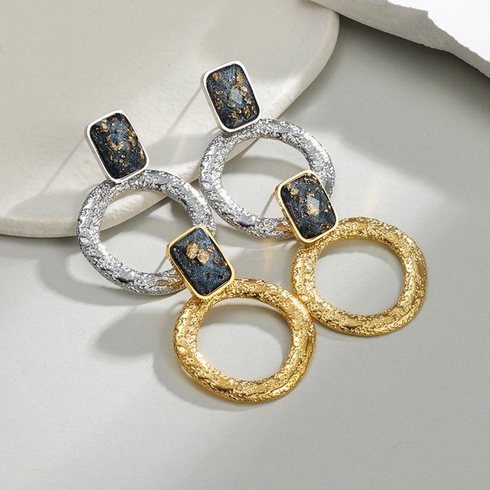 Irregular Surface Design Women's Earrings Exaggerate Textured Round Hoop Earrings  Daily