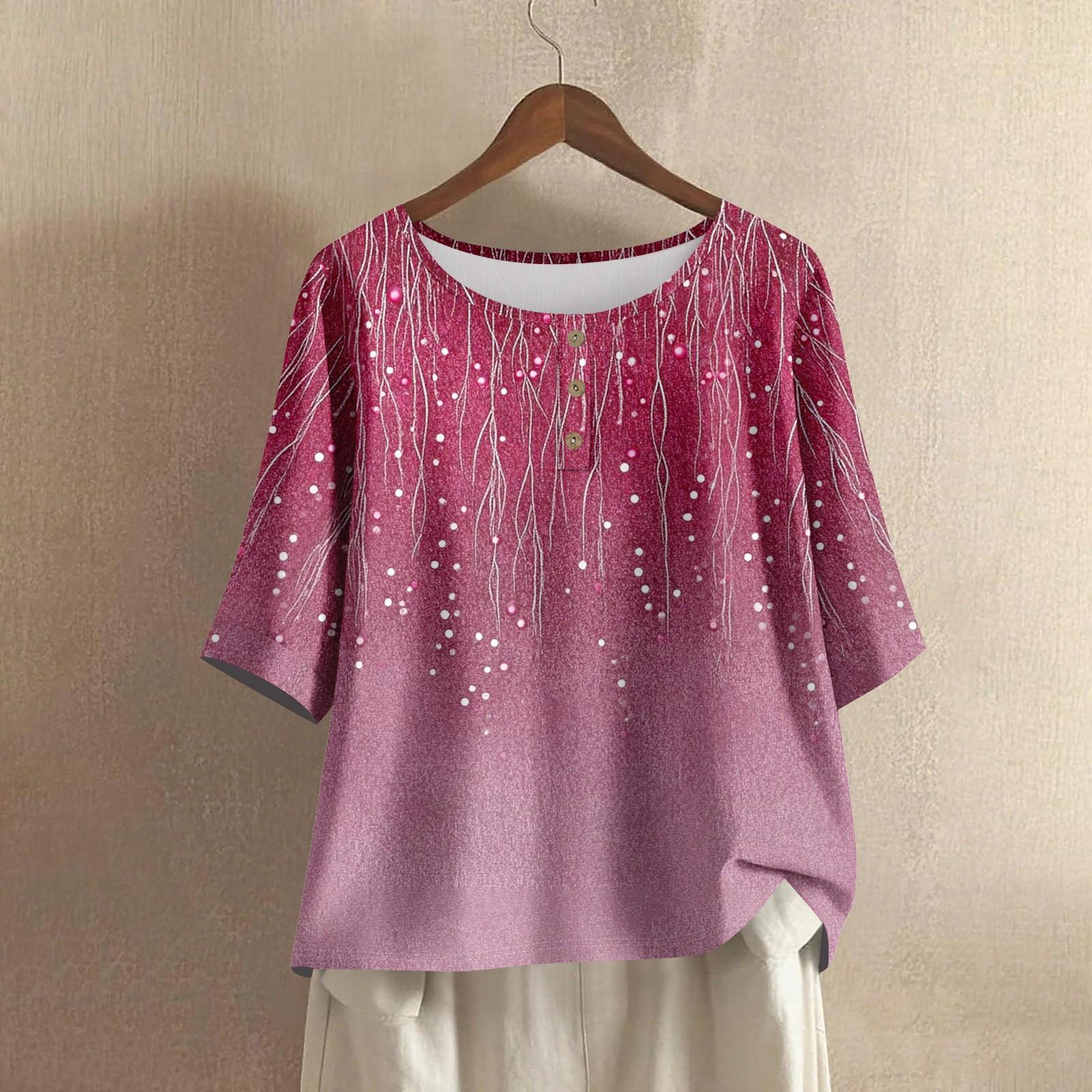 

Женская мода Повседневные Обычные Элегантные Топы Топы на пуговицах XL арбуз красный