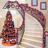 Encrypted Thick Three Dimensional Garland 78 Inch Halloween Tinsel Garland Shiny Metallic Twist with Orange Pumpkin Festive Celebration Hanging Decor