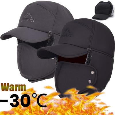 Cappello termico con paraorecchie in pelliccia sintetica - Morbido, caldo e antivento per il freddo - Cuffia invernale da uomo con paraorecchie e cinturino regolabile sotto il mento