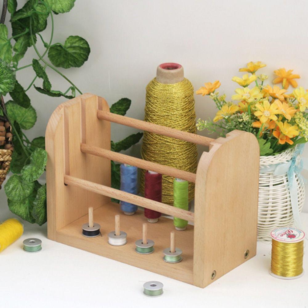 Rotating Weaving Yarn Ball Holder Wooden Sewing Thread Storage Rack Thread Spool Holder  Home