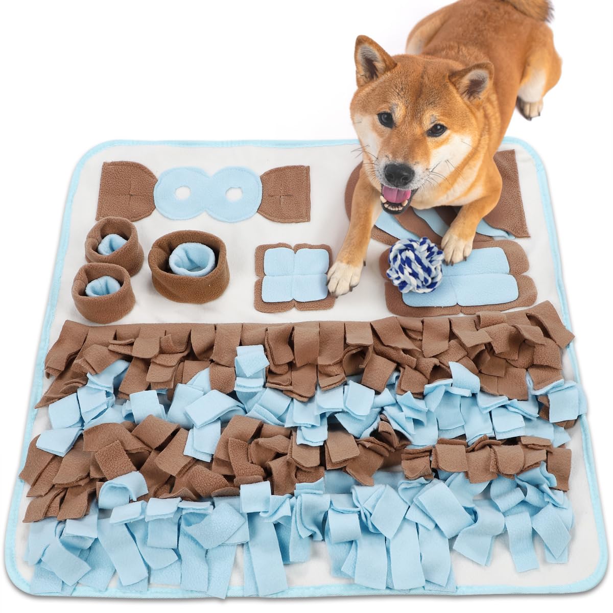 

[Recommended by Dog Trainers and Certified by JPPMA] Nose Work Mat (with String Ball) for Dogs | Prevents Eating Too Much and Helps with Smell Trainin