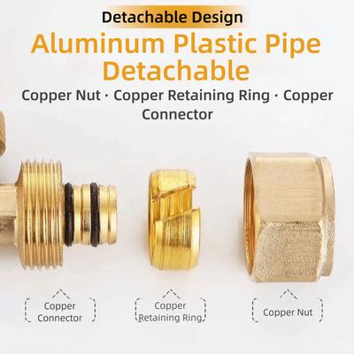 New Male/Female Thread Brass Pipe Fitting 2/3 Ways 1216 Pipe Connectors Copper Connectors Solar Water Heater