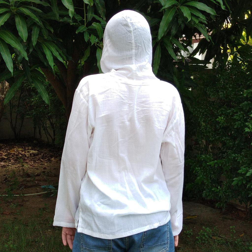 Cotton White Shirt With Hood Style 