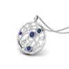 Blue Sapphire Leaf Filigree Pendant - 925 Sterling Silver