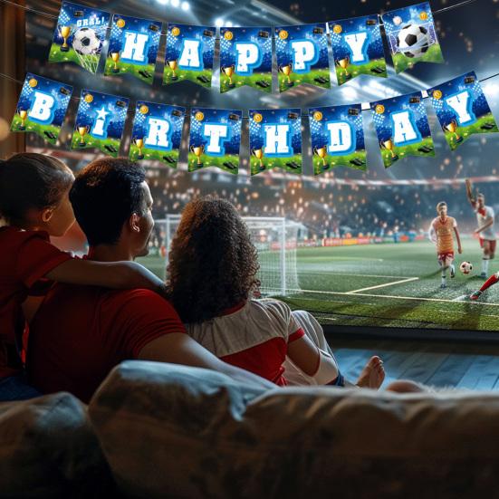 Futbol Doğum Günü Partisi Süslemeleri Seti Futbol Parti Malzemeleri Tabaklar Peçeteler Bardaklar Balonlar Afiş Masa Örtüsü ile Futbol Temalı Doğum Günü Partisi Paketi