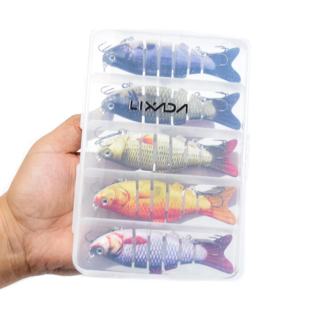 Lixada 5pcs Bass Fishing Köder 4 Zoll 6 Segment Multi Jointed Swimbait I7X1
