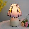 Modern ceramic purple moon stained glass table lamp bedroom simple bedside mushroom lamp, living room study decorative lamp