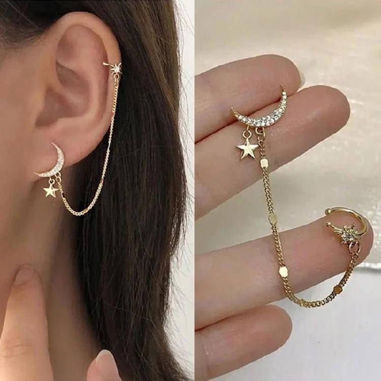 Rhinestones Non Piercing Earring Clip Ear Wrap Cuff Non Pierced Jewelry Gift