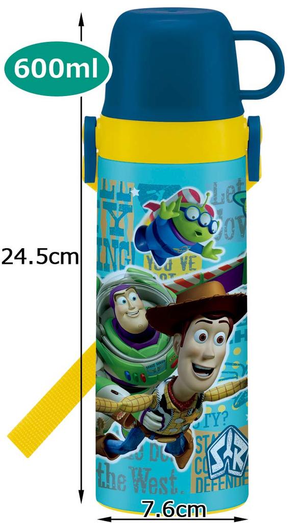 Skater 2-Way Stainless Steel Water Bottle with Cup, Toy Story 19 Disney Design, 600ml (STGC6N)