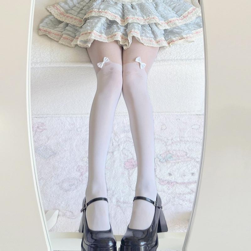 Japanese Style Over-the-Knee Cartoon Cat Tail Stockings