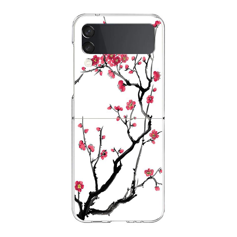 Art Flower Phone Case For Samsung Galaxy Z Flip 7 6 5 4 3 For Samsung Flip7 Flip6 Flip5 Shockproof Dustproof Hard Folding Cover
