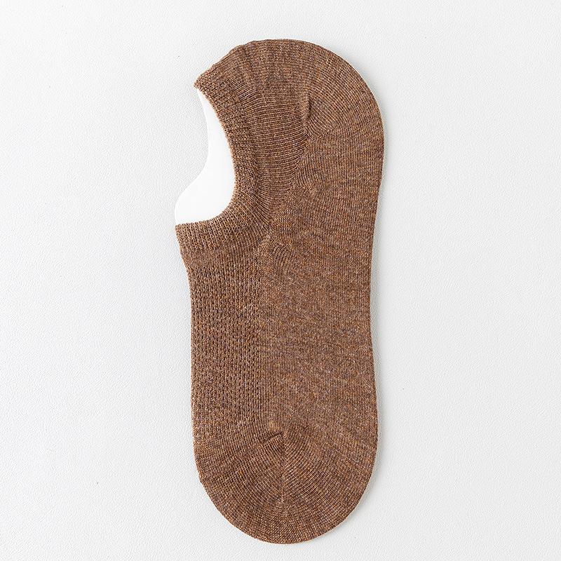 Men's Boat Socks, Solid-color Cotton Socks, Summer Shallow-mouthed Short Socks, Thin Mesh, Antibacterial and Deodorizing Solid-color Invisible Socks