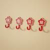 4Pcs Red Flower Adhesive Hooks Good Luck Bathroom Hooks Chinese Style Wall Hooks for Coats Hats Keys Kitchen Entryway