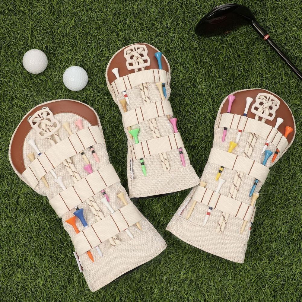 1pc Golf Club Headcovers Decorable Anti-Scratch Protection Cover For Golf 1/2/UT Wooden Pole Covers Replace Accessories