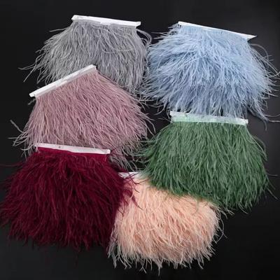 Plume1/2/5/10 Mètres Bande de Garniture en Plumes d'Autruche Moelleuses 8-10cm Plumes Naturelles pour Mariage Fête Robe Vêtements Couture Décoration
