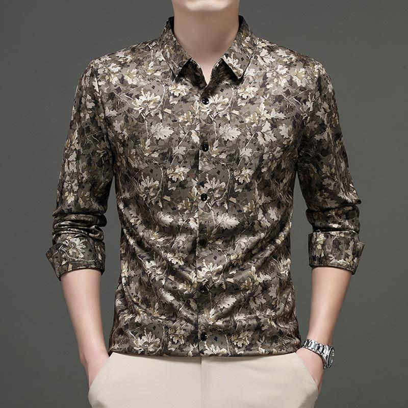 Autumn Shirt Men s Long Sleeve Casual Fashion Digital Printed Trendy Versatile Business Lapel Collar Top M