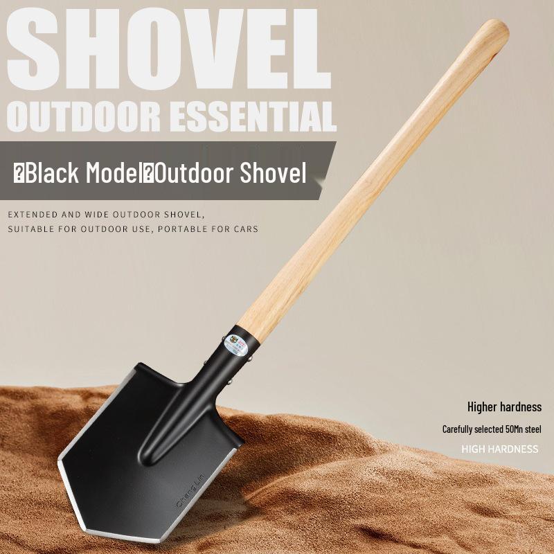 Changlin 106B Russian-style Sapper Shovel, Large Black Extended Version, Polished Natural Color, Vehicle-Mounted Camping Shovel.