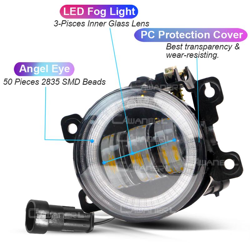 2 Pieces 30W 6000LM LED Fog Light Angel Eye Daylight For Suzuki Swift Sport 2007-2020 H11 Canbus Car Front Fog Lamp DRL Assembly