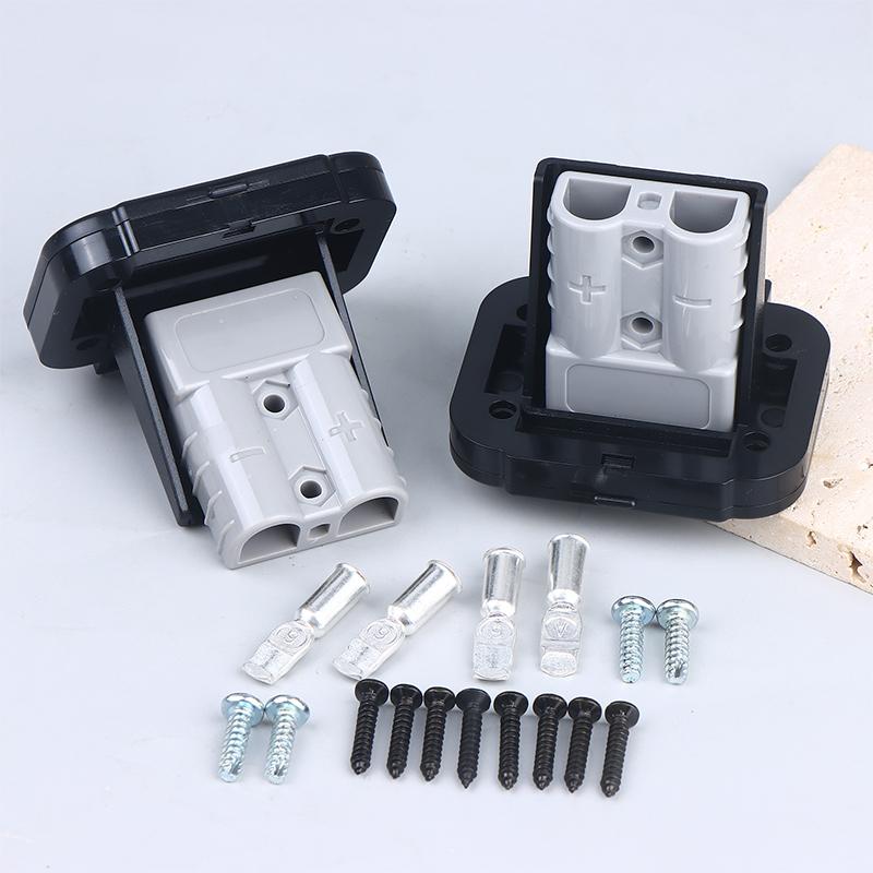 1/2set 50A Cable Connector Plug Battery Quick Connect Disconnect Connector Flush Mount Bracket Panel Cover For Caravan Camper