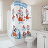 TU Cute Snowman Shower Curtain Christmas Holiday Bathroom Decor Festive Winter Themed Waterproof Fabric Home Decor Gift