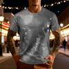 Heren Zilveren Pailletten Vierkant Patroon Korte Mouwen Ronde Hals Feest T-shirt