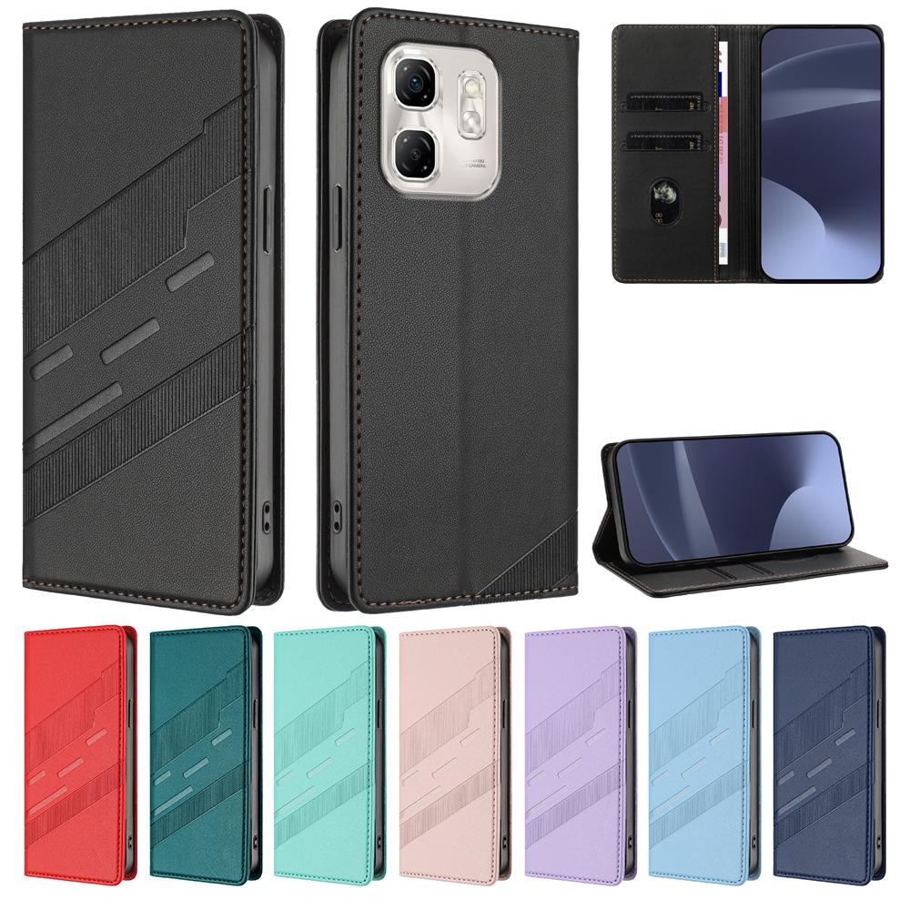 Stylish Leather Phone Cover For Infinix Hot 50 50i 40i 30i 30 Play Zero Note 40 Pro+ 40X Smart 9 8 Plus GT 20 Pro Embossed Cover
