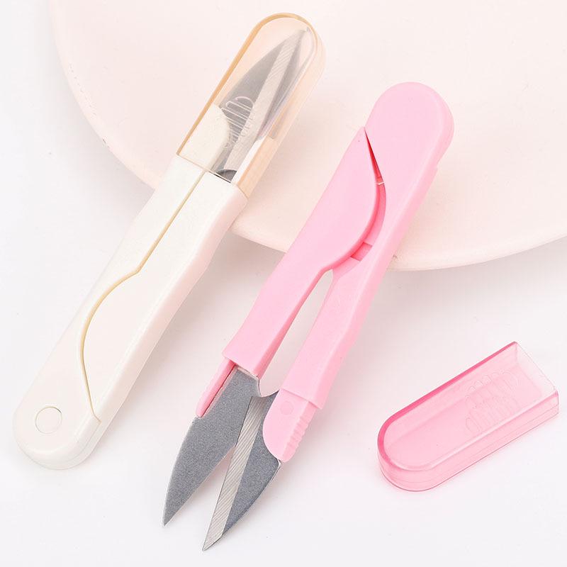 Colorful U-Shaped Spring Scissors for Cross Stitch, Yarn, and Thread Trimming – Perfect for Sewing and Household Use