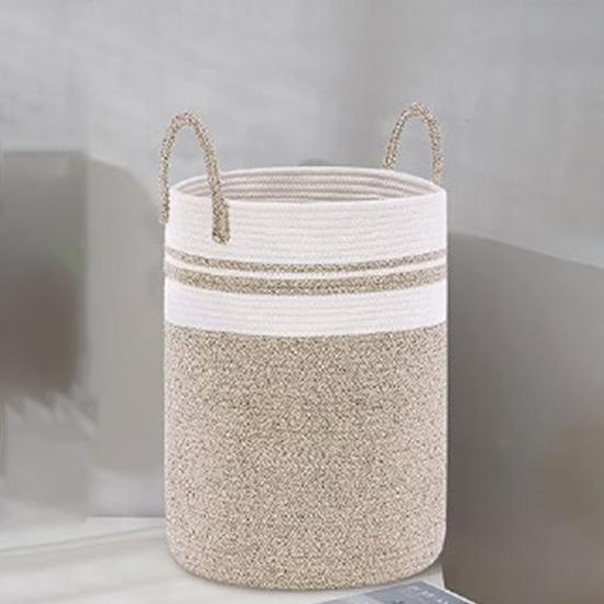 Dirty Clothes Storage Bag Cotton Rope Braided Laundry Basket Foldable Large Capacity