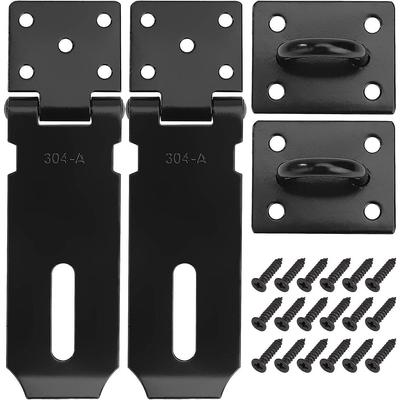 Padlock Clasp Door Latch Stainless Steel Locking Hasp 4 Inch Door Lock with Screws Matte Black Finish 2 Pieces