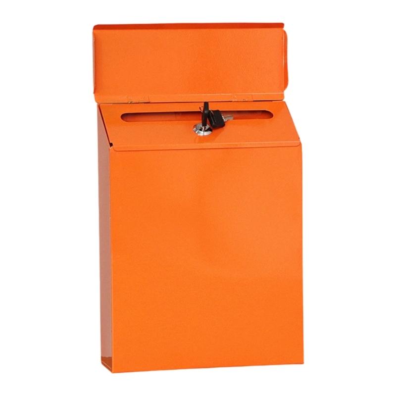 

Погодностійка вінтажна залізна поштова скринька Погодностійка настінна поштова скринька із замком Для садового паркану Патіо Вхідні двері Приватність червоний/помаранчевий