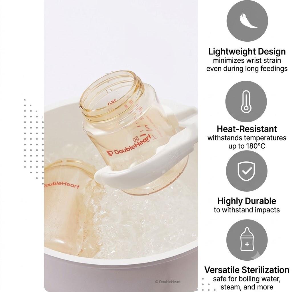 [DoubleHeart] SofTouch 3rd Generation PPSU Baby Bottle Genuine White(240ml/330ml) /Cleft lip and palate baby bottle (including nipple)