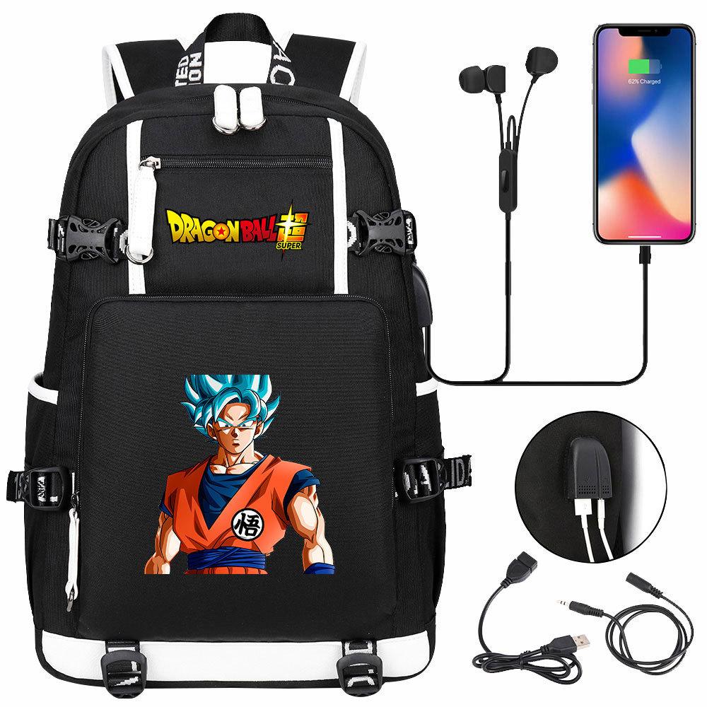 Vegeta Sun Wukong Dragon Ball Ultra USB Headphones Teen Student School Bag Men's and Women's Leisure Travel Backpack