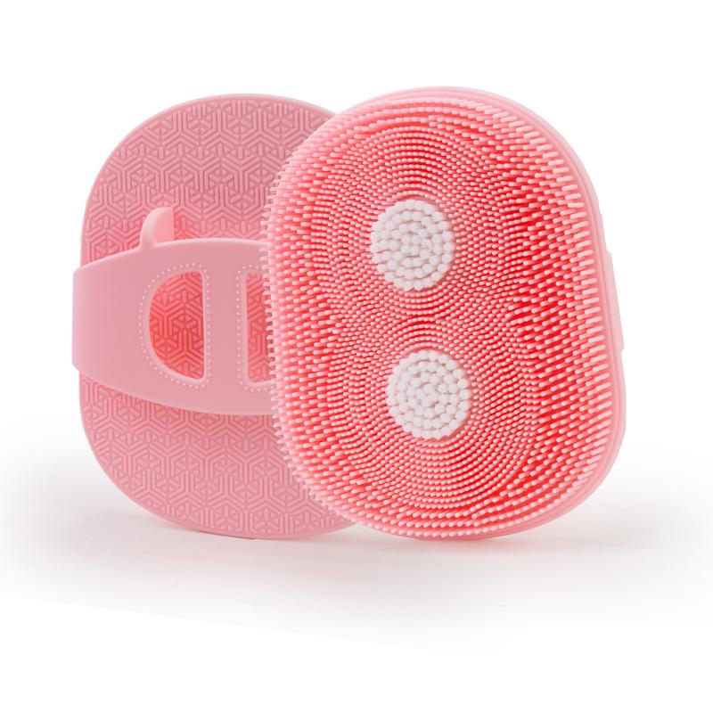 Soft Oval Silicone Bath Brush - Comfortable Handheld Massage & Cleaning Brush