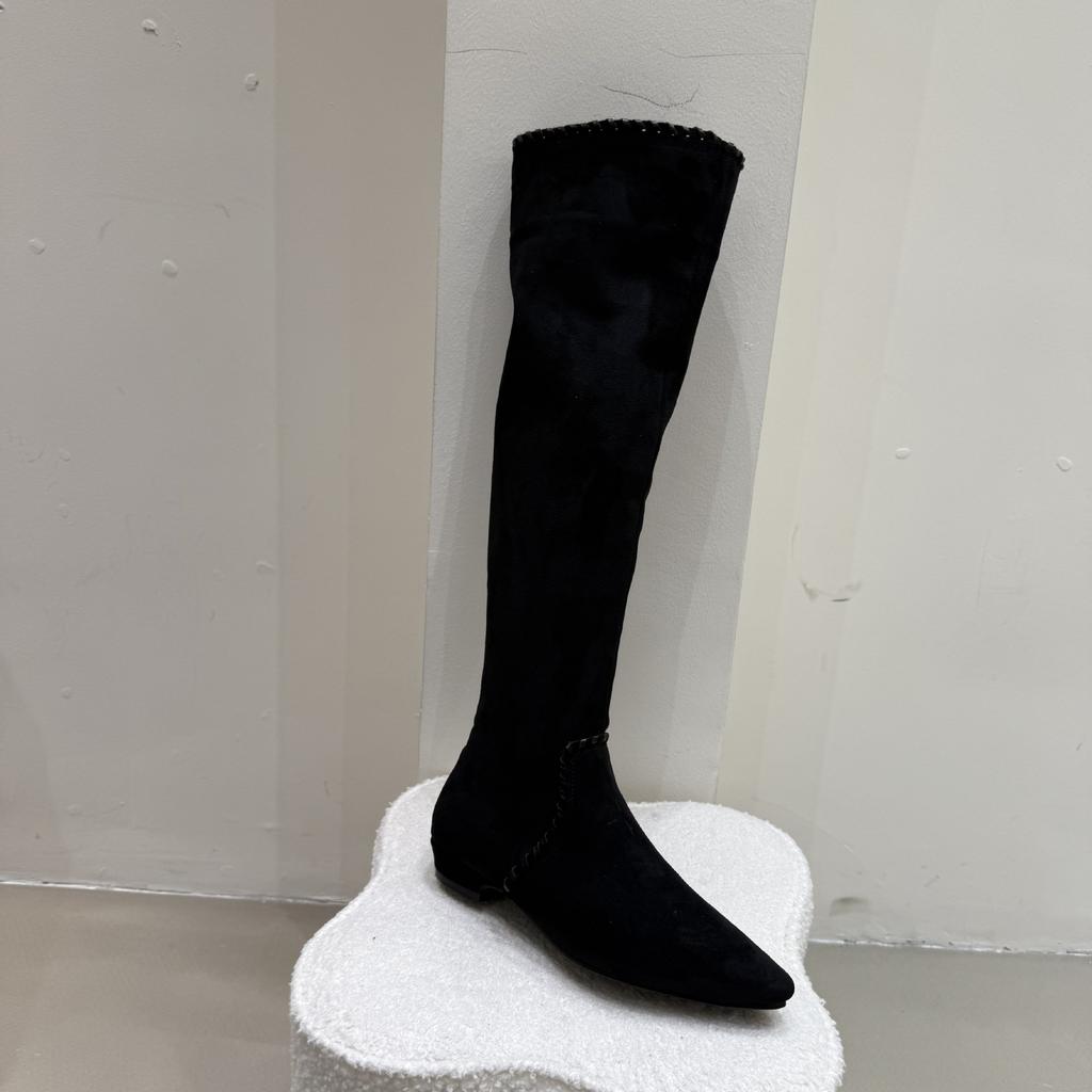 Thick Heel Pointed Brown Pile Boots Women's Boots 2025 New Autumn and Winter Suede Thin Boots Long Knight Boots