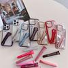 New Plating Clear INS Lipstick Phone Case For iPhone 16 15 14 13 12 11 Pro Max Plus Portable Lip Gloss Holder Hot Soft Cover