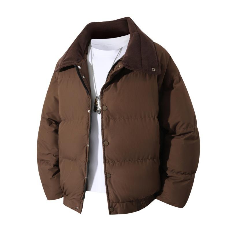 Winter Men's Cotton Jacket Men's Short Hooded Cotton Jacket Solid Color Thick and Warm