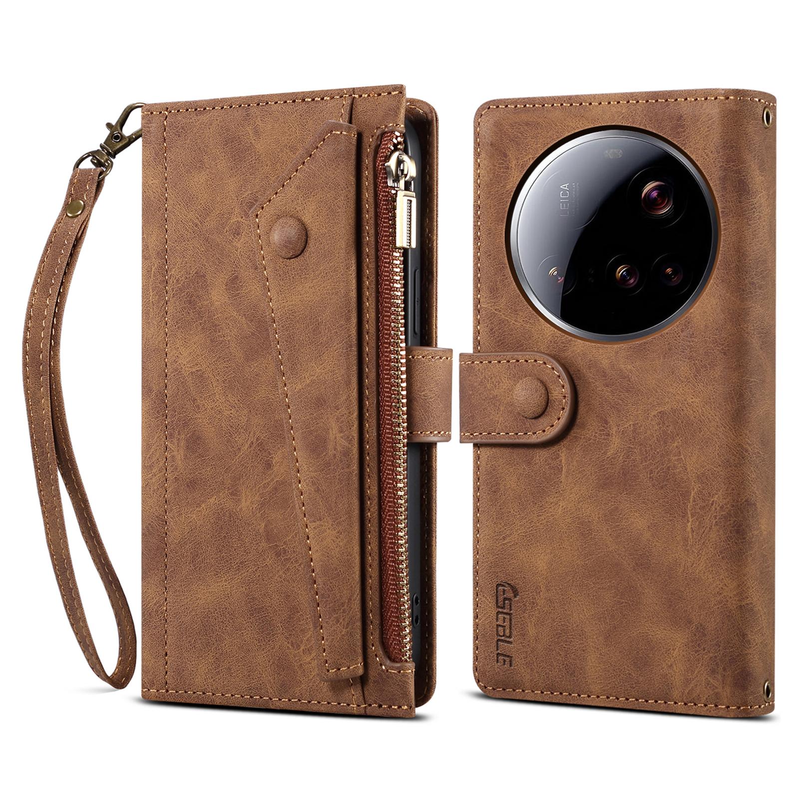 

ESEBLE Star Series For Xiaomi 15 Ultra Case Zipper Wallet Leather Stand Phone Cover Brown