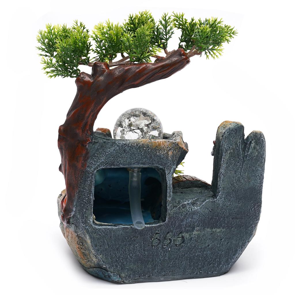 Bymaocar Tabletop Small Faux Rockery Fountain Electric Water Fountain & Color-changing LED Lighting Fish Bowl Home Decor & Gifts