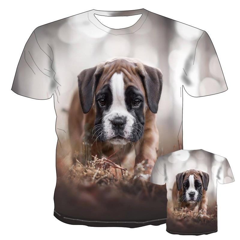 New Summer Fashion Cute Pet Dog Men's Printed T-shirt Street Harajuku Funny Handsome Round Neck Sports Quick-drying Top
