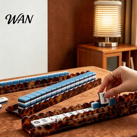 Mahjong Tile Rack with Detachable Magnetic Pusher, Scalloped Acrylic Mah Jongg Holder & Pusher Set, American Accessories Display