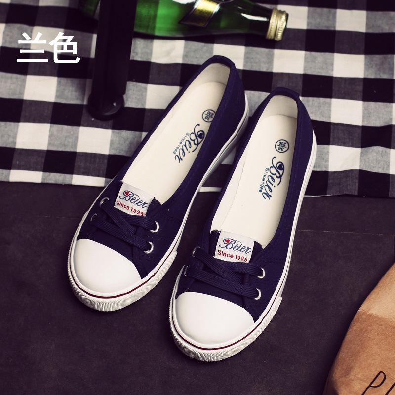 

Belle s new breathable summer shallow-mouth canvas shoes women s casual lazy shoes student flat-bottomed one-pedal single shoes 39