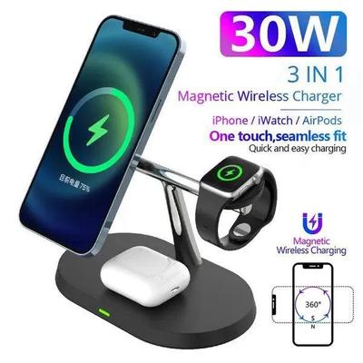 Magnetický držiak bezdrôtovej nabíjačky 3 v 1 pre nabíjačku Magsafe iPhone 14 13 12 Airpods Stanica rýchleho nabíjania Apple Watch