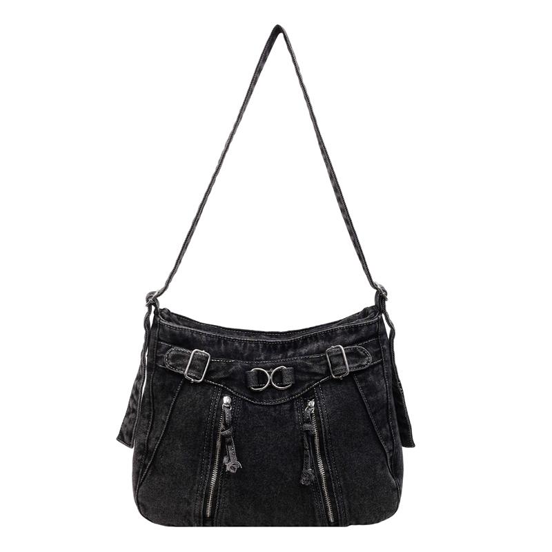 Джинсовая сумка-тоут Женская сумка большой вместимости Сумка через плечо чёрный
